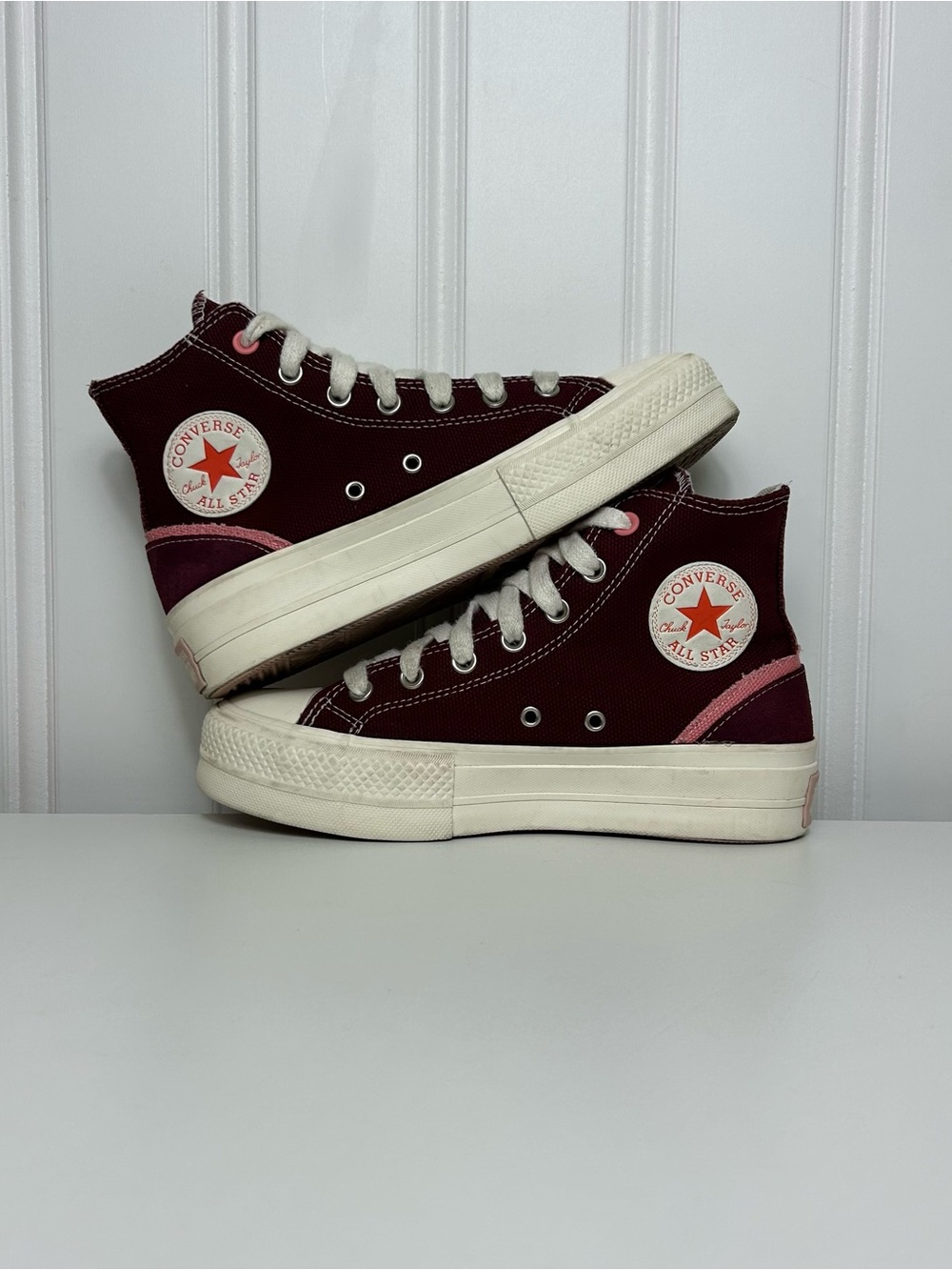 Converse ctas hi lift all star platform Sneaker ox blood Burgundy pink women 7.5